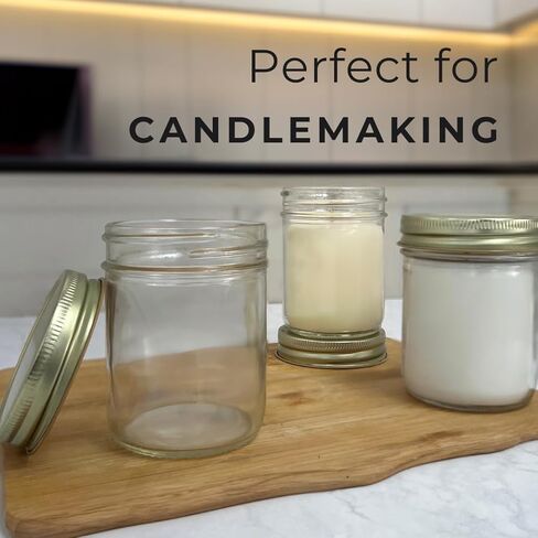 Glass 8 Fl Oz Classic Mason Jar with Metal Lid 6pk - Perfect for Candle Making in Kuwait