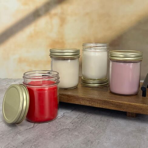 Glass 8 Fl Oz Classic Mason Jar with Metal Lid 6pk - Perfect for Candle Making in Kuwait