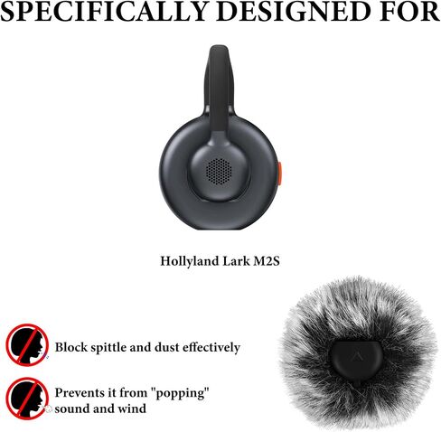 Geekria for Creators Furry Windscreen for Lark M2S، متوافق مع ميكروفون لاسلكي Hollyland Lark M2S، غطاء الرياح Mic DeadCat، الزجاج الأمامي بغطاء زغب، تقليل ضوضاء الرياح (رمادي / 2 حزمة) in Kuwait