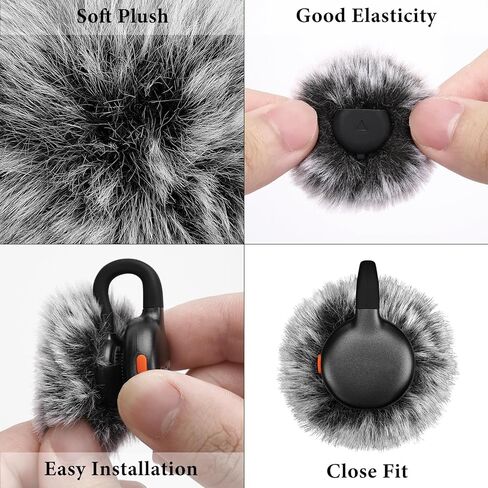 Geekria for Creators Furry Windscreen for Lark M2S، متوافق مع ميكروفون لاسلكي Hollyland Lark M2S، غطاء الرياح Mic DeadCat، الزجاج الأمامي بغطاء زغب، تقليل ضوضاء الرياح (رمادي / 2 حزمة) in Kuwait