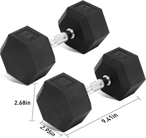 مجموعة دمبل مكونة من 5 أزواج، أوزان مطاطية سداسية خالية بدون حامل، معدات رياضية منزلية شديدة التحمل لتدريب القوة، تدريبات لكامل الجسم in Kuwait