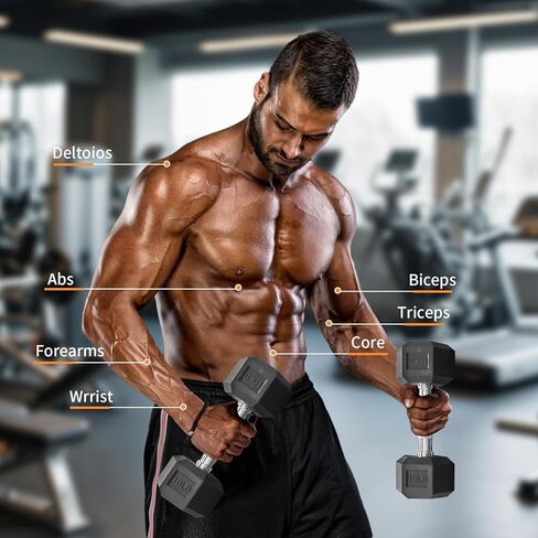 مجموعة دمبل مكونة من 5 أزواج، أوزان مطاطية سداسية خالية بدون حامل، معدات رياضية منزلية شديدة التحمل لتدريب القوة، تدريبات لكامل الجسم in Kuwait