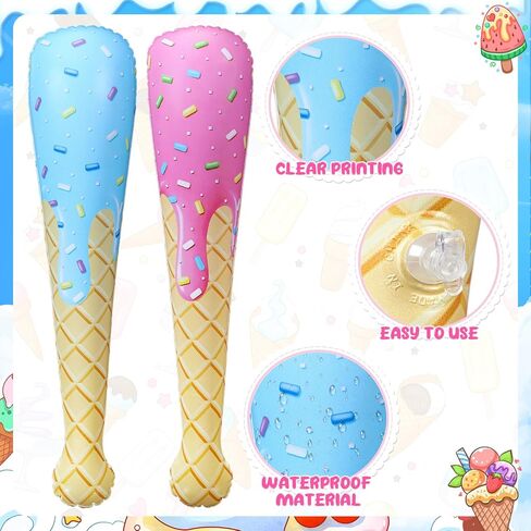 12 Pcs Inflatable Ice Cream Drip Baseball Bats, 17 Inch Blow up Inflates Bat for Sports Beach Birthday Baseball Party Favors in Saudi Arabia