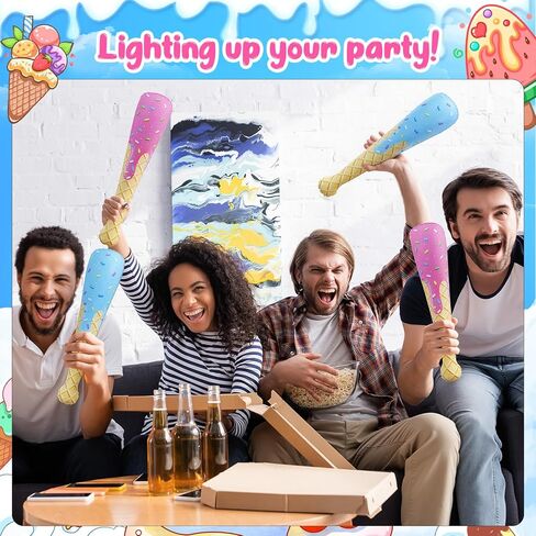12 Pcs Inflatable Ice Cream Drip Baseball Bats, 17 Inch Blow up Inflates Bat for Sports Beach Birthday Baseball Party Favors in Saudi Arabia
