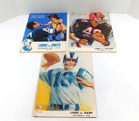 Lot of (7) Different 1966 Detroit Lions NFL Football Programs DA065811 - NFL Programs in Saudi Arabia