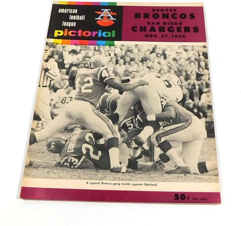 1966 سان دييغو تشارجرز في برنامج كرة القدم دنفر برونكو AFL 11-27-66 - برامج NFL in Saudi Arabia