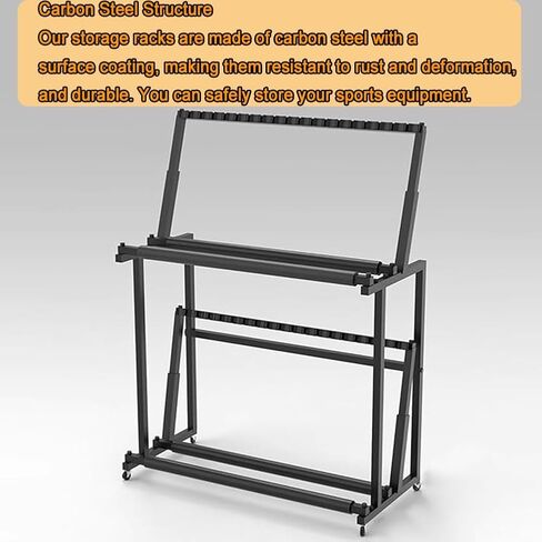 عربة مضرب كرة الريشة ذات العجلات الكبيرة جدًا، حامل تخزين جيتار بارتفاع قابل للتعديل مع إسفنجة ناعمة، منظم متعدد الوظائف للمعدات الرياضية والآلات الموسيقية in Kuwait