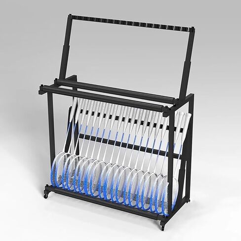 عربة مضرب كرة الريشة ذات العجلات الكبيرة جدًا، حامل تخزين جيتار بارتفاع قابل للتعديل مع إسفنجة ناعمة، منظم متعدد الوظائف للمعدات الرياضية والآلات الموسيقية in Kuwait