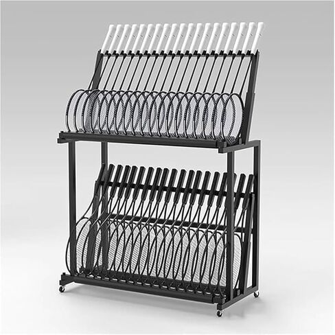 عربة مضرب كرة الريشة ذات العجلات الكبيرة جدًا، حامل تخزين جيتار بارتفاع قابل للتعديل مع إسفنجة ناعمة، منظم متعدد الوظائف للمعدات الرياضية والآلات الموسيقية in Kuwait