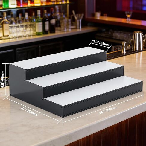 2 Pack Lighted Liquor Bottle Display Shelf – 16" 3-Tier LED Acrylic Bar Shelf with Remote & App Control, 10 Colors, Music Sync & 24H Timer, USB Powered for Home Bar & Party in Saudi Arabia