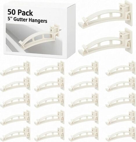 Geelin 20 Pack 5" Gutter Hangers K-Style Hidden Roof Gutter Support Bracket for Repairing Sagging, Traditional, Vinyl, White, Rain Downspout Parts and Accessories in Saudi Arabia