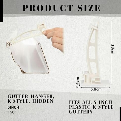 Geelin 20 Pack 5" Gutter Hangers K-Style Hidden Roof Gutter Support Bracket for Repairing Sagging, Traditional, Vinyl, White, Rain Downspout Parts and Accessories in Saudi Arabia