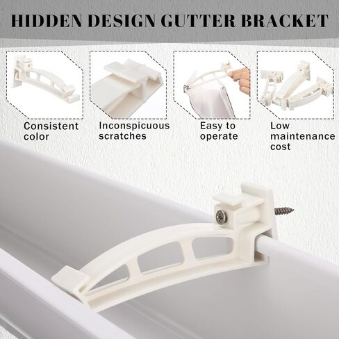 Geelin 20 Pack 5" Gutter Hangers K-Style Hidden Roof Gutter Support Bracket for Repairing Sagging, Traditional, Vinyl, White, Rain Downspout Parts and Accessories in Saudi Arabia