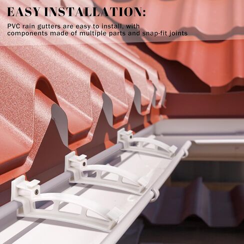 Geelin 20 Pack 5" Gutter Hangers K-Style Hidden Roof Gutter Support Bracket for Repairing Sagging, Traditional, Vinyl, White, Rain Downspout Parts and Accessories in Saudi Arabia