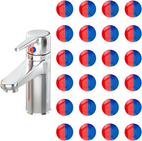 SUPERFINDINGS 24Pcs Hot and Cold Water Stickers Self Stick Hot and Cold Water Label Epoxy Resin Faucet Transfer Stickers for Bathroom Kitchen 10mm in Diameter in Saudi Arabia