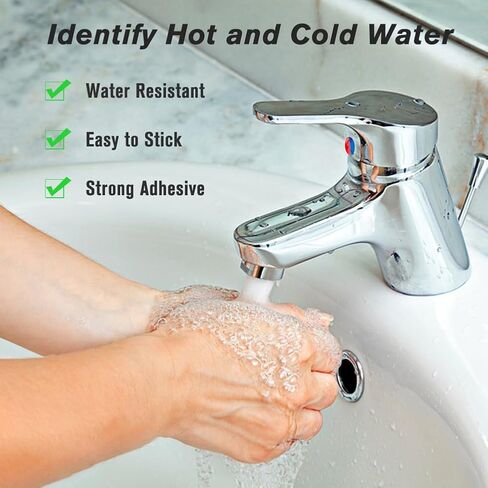 SUPERFINDINGS 24Pcs Hot and Cold Water Stickers Self Stick Hot and Cold Water Label Epoxy Resin Faucet Transfer Stickers for Bathroom Kitchen 10mm in Diameter in Saudi Arabia