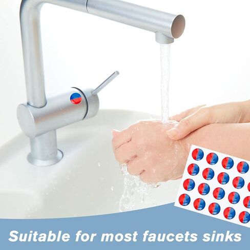 SUPERFINDINGS 24Pcs Hot and Cold Water Stickers Self Stick Hot and Cold Water Label Epoxy Resin Faucet Transfer Stickers for Bathroom Kitchen 10mm in Diameter in Saudi Arabia