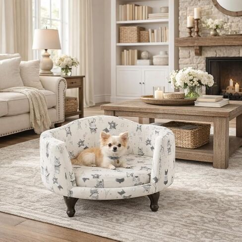 Homepop Home Decor | Upholstered Curved Pet Bed | Luxury Cat & Dog Beds & Furniture | Round Pet Bed created with Stain Resistant Fabric, Light Green in Saudi Arabia