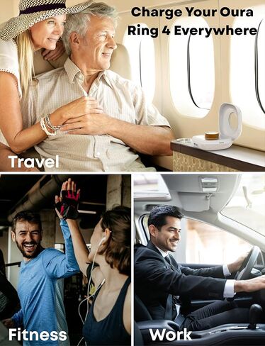 حافظة شحن لاسلكية لشاحن Oura Ring 4، محطة شحن محمولة للسفر بقدرة 2000 مللي أمبير في الساعة تناسب جميع أحجام Ring Gen 4، عمر بطارية إضافي يصل إلى 30 يومًا (قاعدة الشحن الرسمية غير متضمنة) in Kuwait