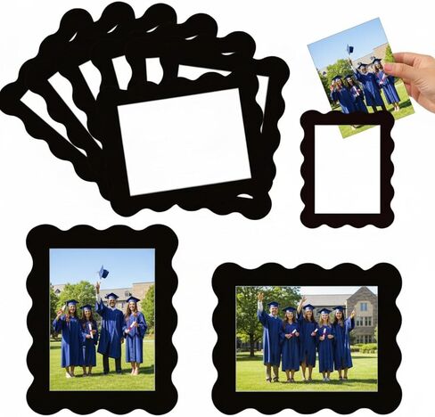 Kingdder 12 Pcs Scalloped Magnetic Picture Frame for Refrigerator 4 x 6 Pastel Reusable Picture Frame Magnets Decorative Photo Holders for Fridge Home School Office Kitchen Locker Decor in Saudi Arabia