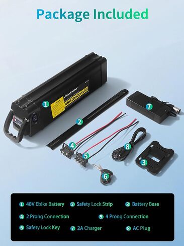 بطارية دراجة إلكترونية قابلة للطي بقدرة 48 فولت و20 أمبير في الساعة، حزمة واحدة من بطارية بديلة للدراجة الكهربائية بقدرة 48 فولت، شاحن سريع 2 أمبير، 30 أمبير BMS، قفل أمان (مخزون أمريكي) in Kuwait