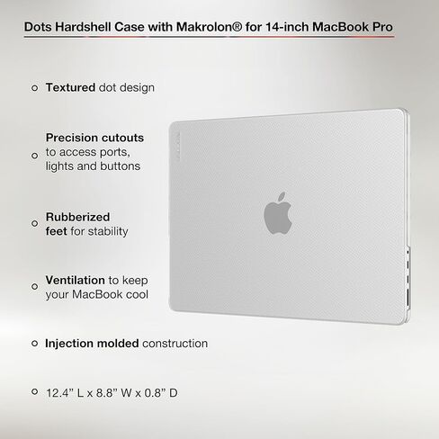 Incase Dots Hardshell مع Makrolon® - Macbook Pro 14 Inch Case - 2024 ، 2023 ، 2022 ، 2021 ، M4 ، M3 ، M2 ، M1 - MacBook Case ، غطاء محمول ، قذيفة صلبة واقية ، مقاومة للخدش - غابة خضراء in Saudi Arabia