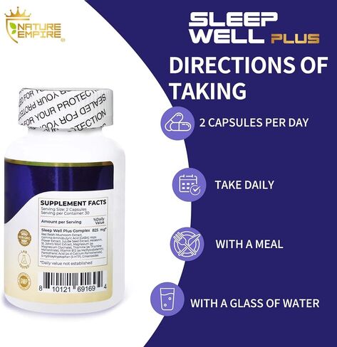 Fast Acting Sleep Aid 12 in1 Supplement for Adults with Meatonin,Reishi Mushroom,Ginsenosides,Extract of St.John's Wort ,Jujube Seed,Hops Flower,Non-Habit Formula for Relaxation, 60 Capsules in Saudi Arabia