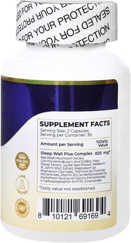 Fast Acting Sleep Aid 12 in1 Supplement for Adults with Meatonin,Reishi Mushroom,Ginsenosides,Extract of St.John's Wort ,Jujube Seed,Hops Flower,Non-Habit Formula for Relaxation, 60 Capsules in Saudi Arabia
