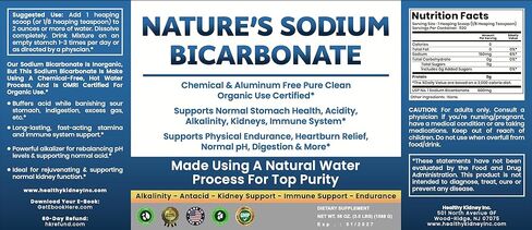 Sodium Bicarbonate Aluminum Free Organic Use bicarbonato de sodio para tomar. Chemical free For Health & Wellness. Bicarbonate of Soda Powder instead of sodium bicarbonate tablets 3.5 Ib in Kuwait