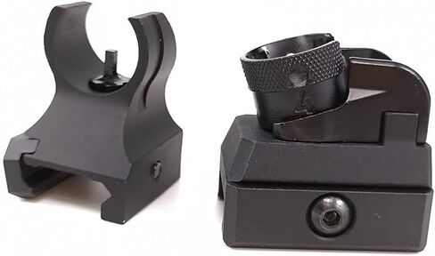 Low Iron Steel Front & Rear Sight Set Combo，Premium Optics Rapid Transition Backup Sights，Tactical Full Metal Style-Rotate Adjustable Diopter Flip-Up Fix Scopes，Fits for 20mm Picatinny Rail Mounting in Saudi Arabia