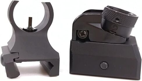 Low Iron Steel Front & Rear Sight Set Combo，Premium Optics Rapid Transition Backup Sights，Tactical Full Metal Style-Rotate Adjustable Diopter Flip-Up Fix Scopes，Fits for 20mm Picatinny Rail Mounting in Saudi Arabia