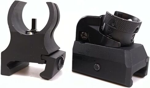 Low Iron Steel Front & Rear Sight Set Combo，Premium Optics Rapid Transition Backup Sights，Tactical Full Metal Style-Rotate Adjustable Diopter Flip-Up Fix Scopes，Fits for 20mm Picatinny Rail Mounting in Saudi Arabia