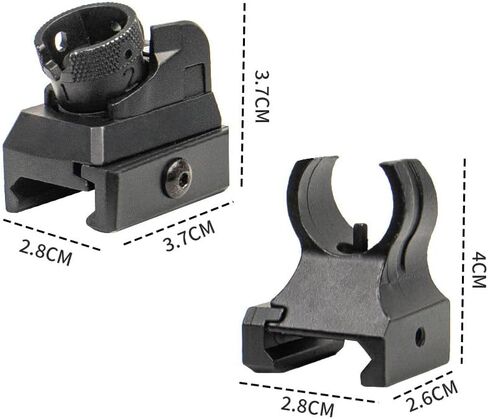 Low Iron Steel Front & Rear Sight Set Combo，Premium Optics Rapid Transition Backup Sights，Tactical Full Metal Style-Rotate Adjustable Diopter Flip-Up Fix Scopes，Fits for 20mm Picatinny Rail Mounting in Saudi Arabia