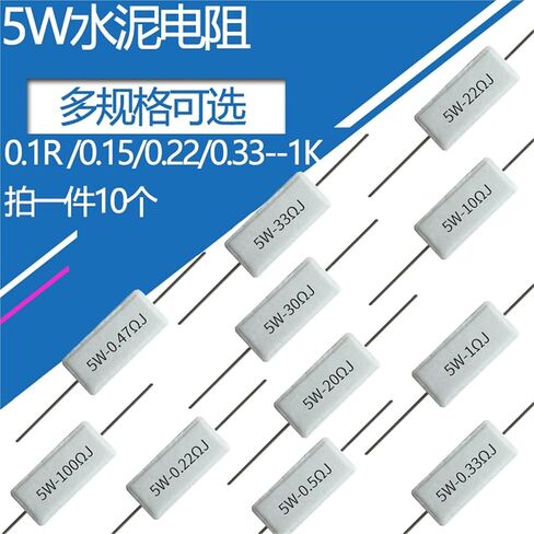 10Pcs 5W 5% Cement Resistor Power Resistance 0R27 0R3 0R33 2R7 3R3 0.27 0.3 0.33 2.7 3 3.3 3.6 3.9 27 30 33 39 300 330 R K Ohm(5W 39R 10pcs) in Saudi Arabia