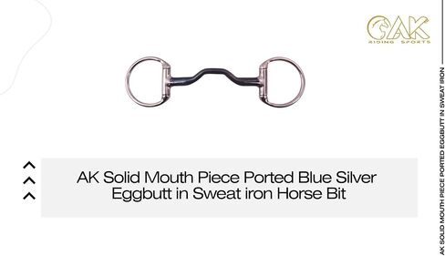 AK Solid Ported Blue Sweet Iron Eggbutt Bit – Solid Mouthpiece Horse Bit for Improved Salivation & Soft Contact | AKRS-102646 in Kuwait