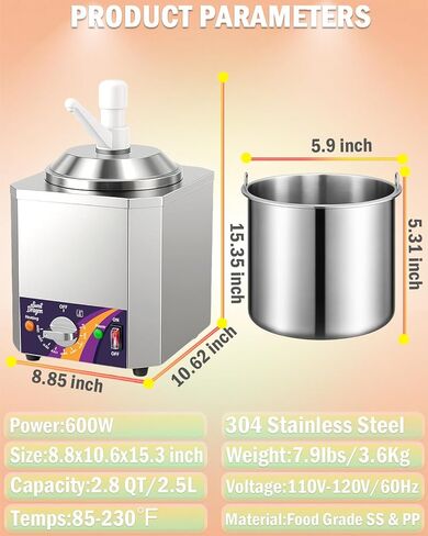 موزع جبن الناتشو، جهاز تسخين جبن الناتشو 2.8 كيو تي مع مضخة، جهاز تسخين الفدج الساخن مع تعديل درجة الحرارة 9 مستويات، آلة توزيع الصلصة التجارية لكويسو بارا ناتشوز، مضخات شراب الكراميل in Kuwait