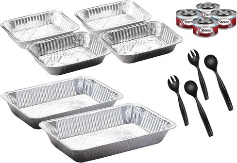 Sterno Disposable Chafing Dish Buffet Refill Set, 4-Hour Food Warmers for Parties, Catering Supplies, Warming Trays, Food Pans, & Utensils in Kuwait