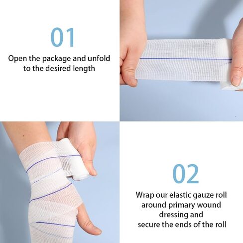 لفات ضمادة شاش 24 حزمة لتضميد جميع أنواع الجروح بشكل فردي 3 بوصة × 4.1 ياردة قابلة للتنفس، لفافة شاش قابلة للتمدد in Kuwait