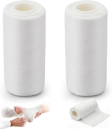 ضمادة Geiserailie 2 Rolls Unna Boot ضمادة شاش مقاس 4 بوصات × 10 ياردات مع أكسيد الزنك، معبأة بشكل فردي، توفر ضغطًا مخصصًا، قالب ناعم in Saudi Arabia