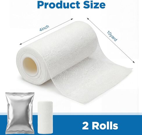 ضمادة Geiserailie 2 Rolls Unna Boot ضمادة شاش مقاس 4 بوصات × 10 ياردات مع أكسيد الزنك، معبأة بشكل فردي، توفر ضغطًا مخصصًا، قالب ناعم in Saudi Arabia
