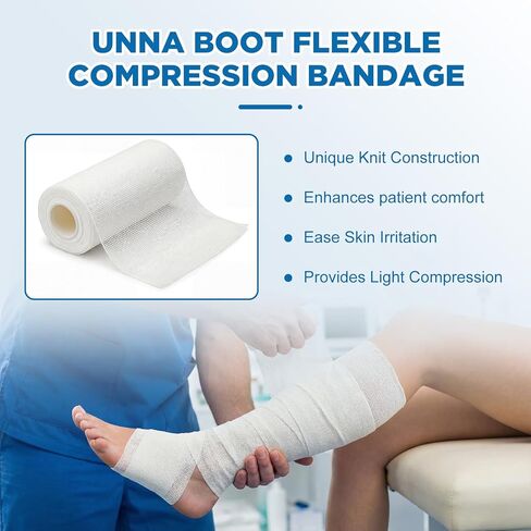 ضمادة Geiserailie 2 Rolls Unna Boot ضمادة شاش مقاس 4 بوصات × 10 ياردات مع أكسيد الزنك، معبأة بشكل فردي، توفر ضغطًا مخصصًا، قالب ناعم in Saudi Arabia