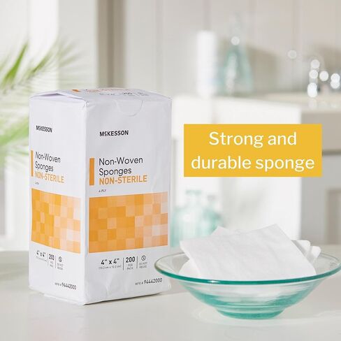 McKesson Non-Woven Sponges, Non-Sterile, 4-Ply, Polyester/Rayon, 4 in x 4 in, 200 per Pack, 10 Packs, 2000 Total in Kuwait