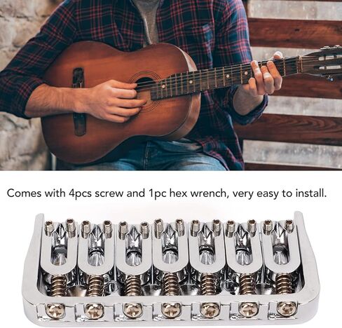 Guitar Bridge 7 String Metal Tailpiece for Bass Ukulele Electric Guitars with Easy Tuning and Sturdy Design in Saudi Arabia