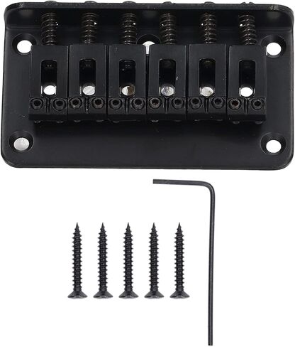 MX0343D 6-String 78mm Zinc Alloy Electric Guitar Bridge Tailpiece with Silver Finish, Easy Tuning, Durable, Comfortable, Includes Screws & Wrench (Black) in Saudi Arabia