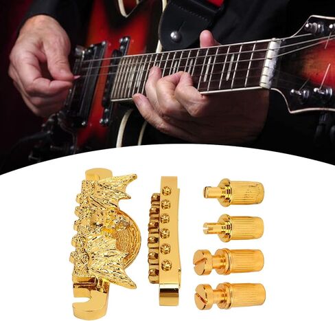 Guitar Bridge Tailpiece Roller Saddle Height Adjustable Gold Roller Saddle Bridge Tailpiece for Electric Guitar GA119 in Saudi Arabia