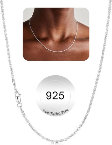 IEFWELL Solid 925 Sterling Silver Chain Necklace for Women - 1.5mm Sterling Silver Twisted Rope Chains, Hypoallergenic Soft Sturdy Necklace 16 18 20 22 24 26 Inches Jewelry Gifts for Women Men in Kuwait