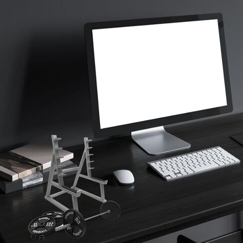 حامل أقلام أثقال مضحك، حامل أقلام صغير للقرفصاء مع 4 قطع من ألواح الوزن، حامل أقلام رصاص بلاستيكي صغير لرف الوزن هدية ديكور المنزل لمحبي اللياقة البدنية ورفع الأثقال (اللون: رمادي أسود) in Kuwait