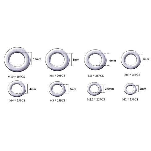 180pcs Flat Washers Set – 304 Stainless Steel M2-M10 Plain Washers for DIY, Hardware, Fasteners & Crafts – Durable Metal Gaskets Kit in Saudi Arabia