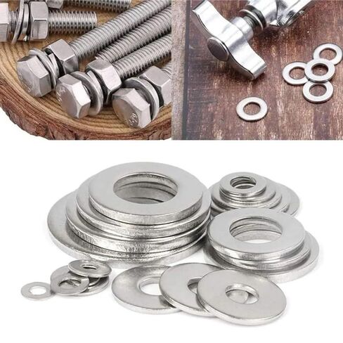 180pcs Flat Washers Set – 304 Stainless Steel M2-M10 Plain Washers for DIY, Hardware, Fasteners & Crafts – Durable Metal Gaskets Kit in Saudi Arabia