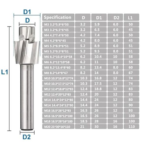 4 الناي غاطسة M3-M16 أداة الشق غاطسة حفرة 1 قطعة (16.5x26x12x93) BHBHCPZGR in Kuwait